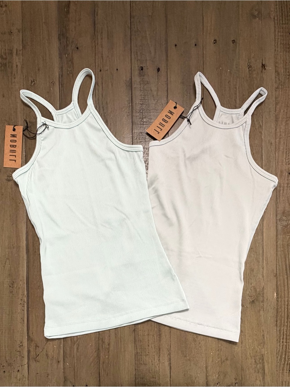 NWT Nobull Women’s *Bundle* Ribbed Halter Tanks - XS Frost Grey and Crystal Blue